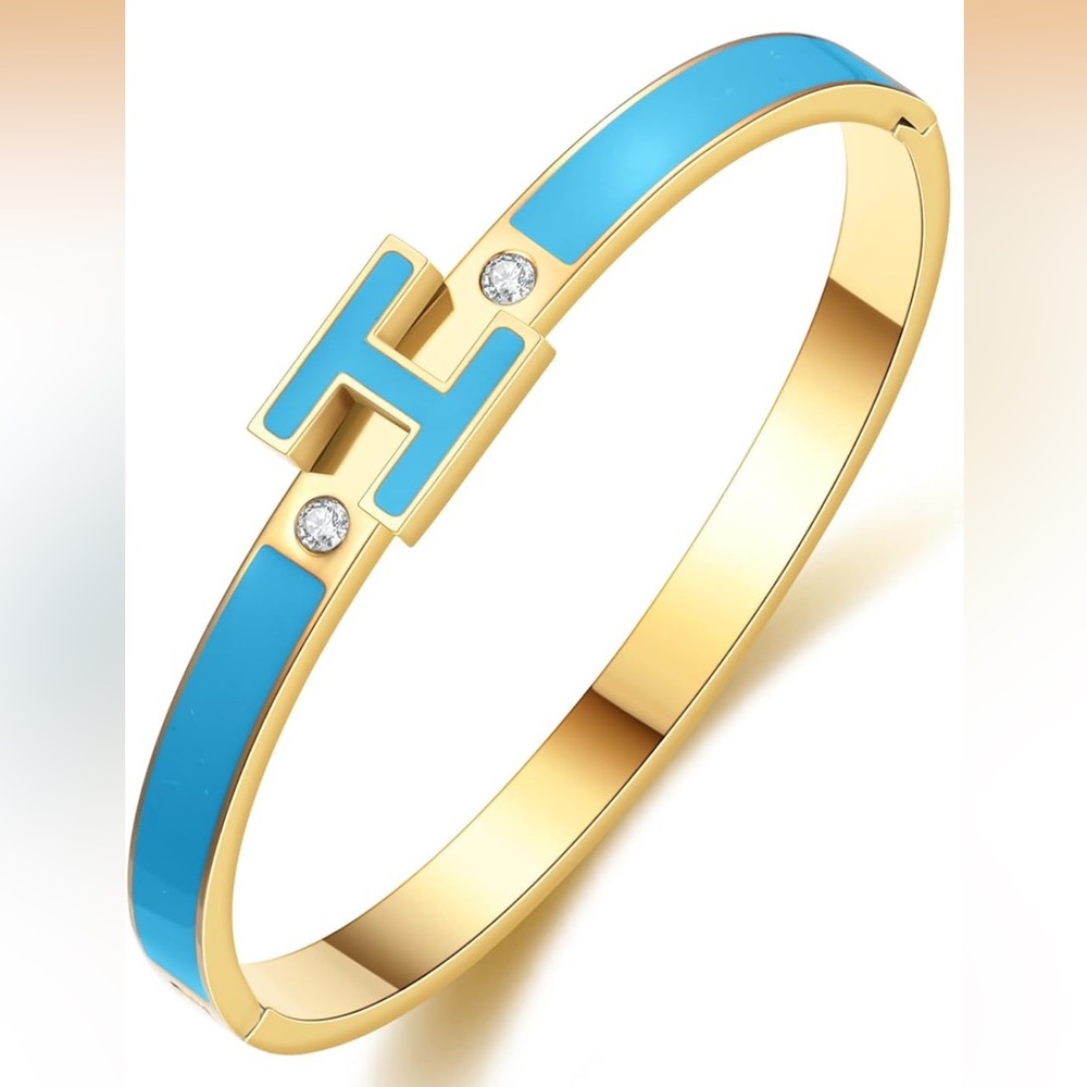 Gold and H Blue Enamel Bracelet